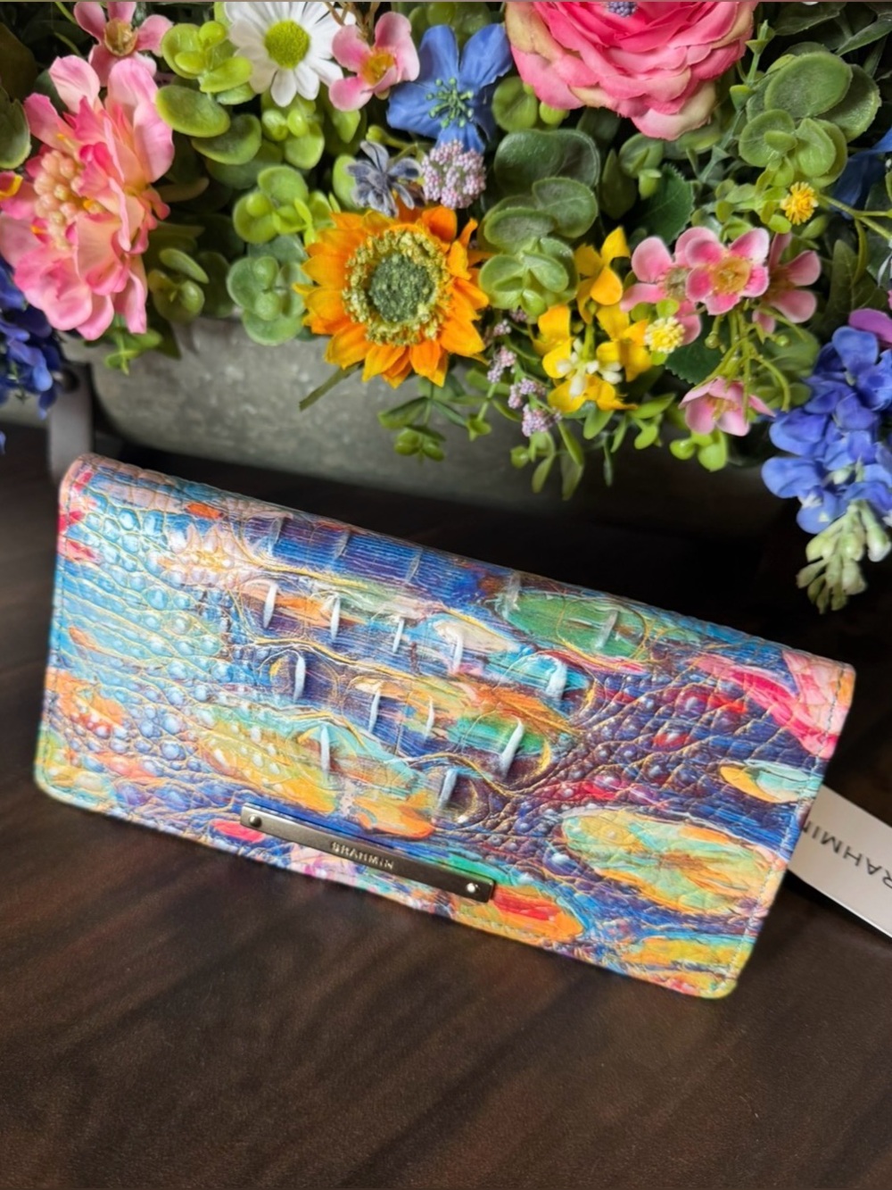 Brahmin Ady WaterLily Wallet NWT Pretty Floral Placement HTF PRICE FIRM $$$